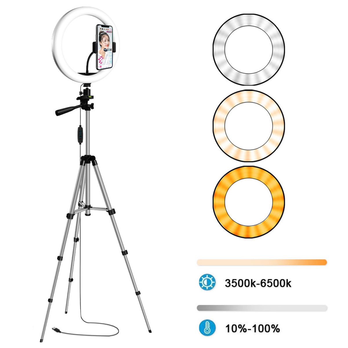 20cm-26cm-30cm-LED-Ring-Light-3500-6500K-3-Color-10-Brightness-Dimmable-Makeup-Beauty-Fill-Light-for-1707278