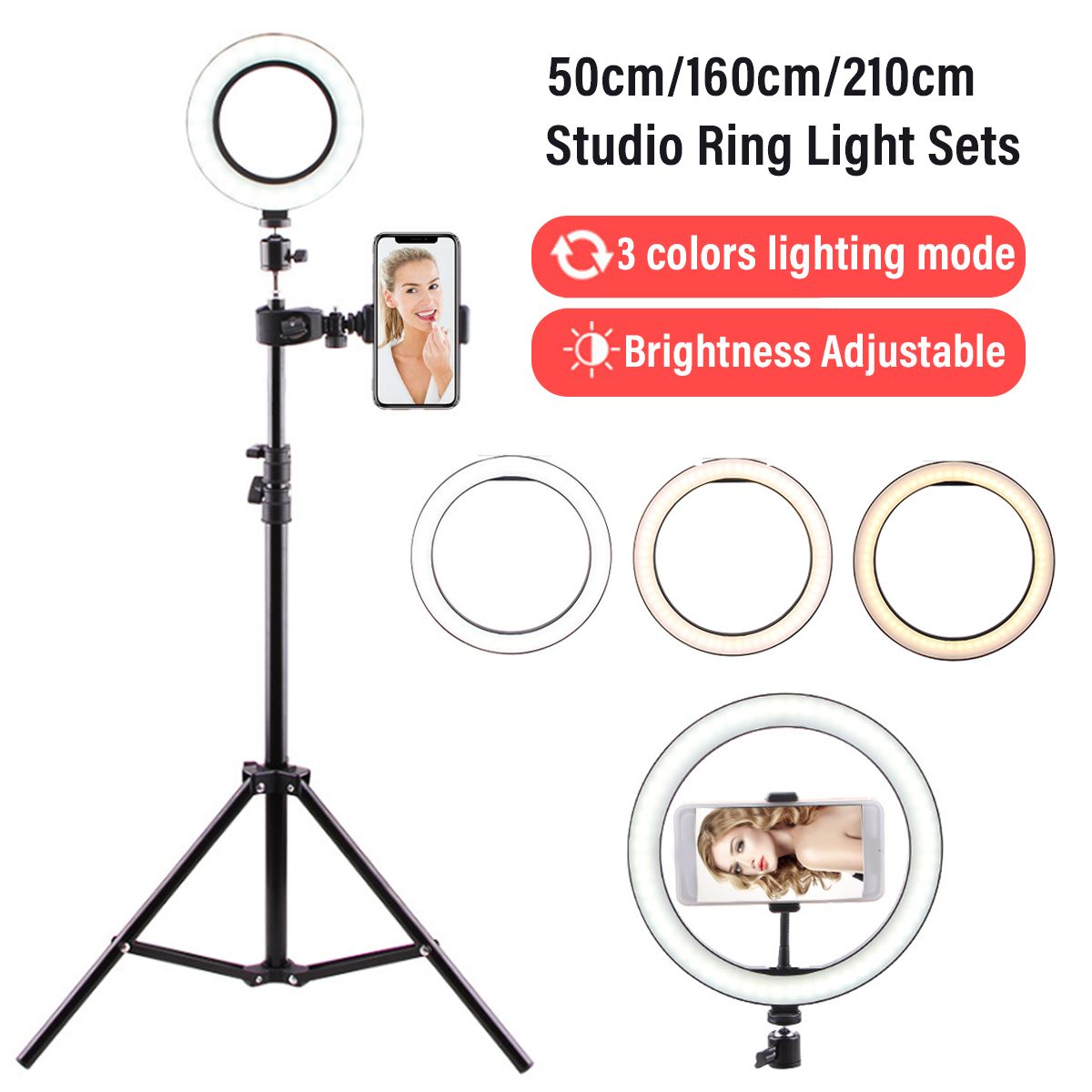 26cm-2700k-6500k-Dimmable-USB-LED-Ring-Light-with-50cm-160cm-210cm-Tripod-Phone-Holder-for-Youtube-V-1688393