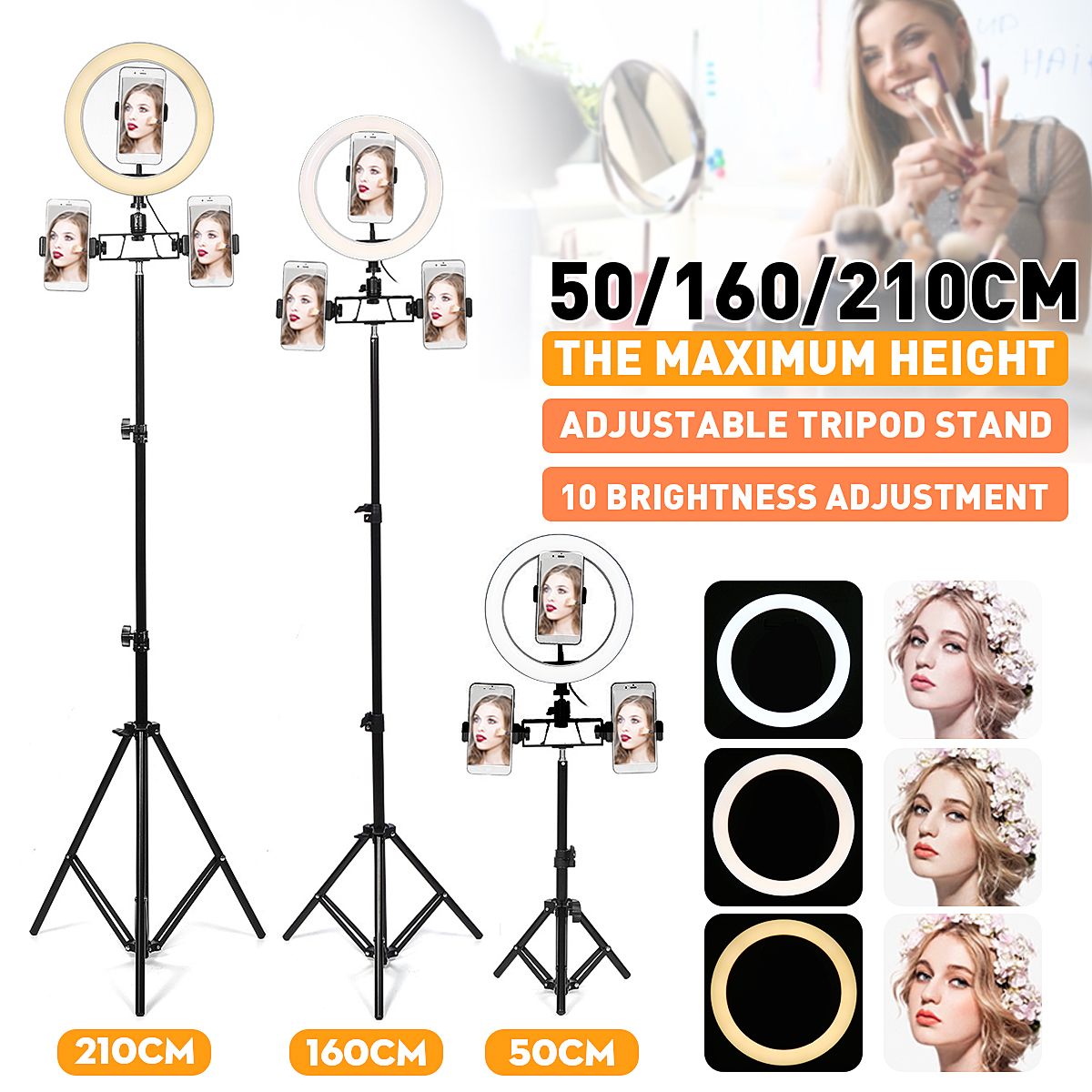 26cm-LED-Ring-Light-3-Color-10-Brightness-Dimmable-Fill-Light-with-Tripod-Stand-Dual-Phone-Clip-for--1702595