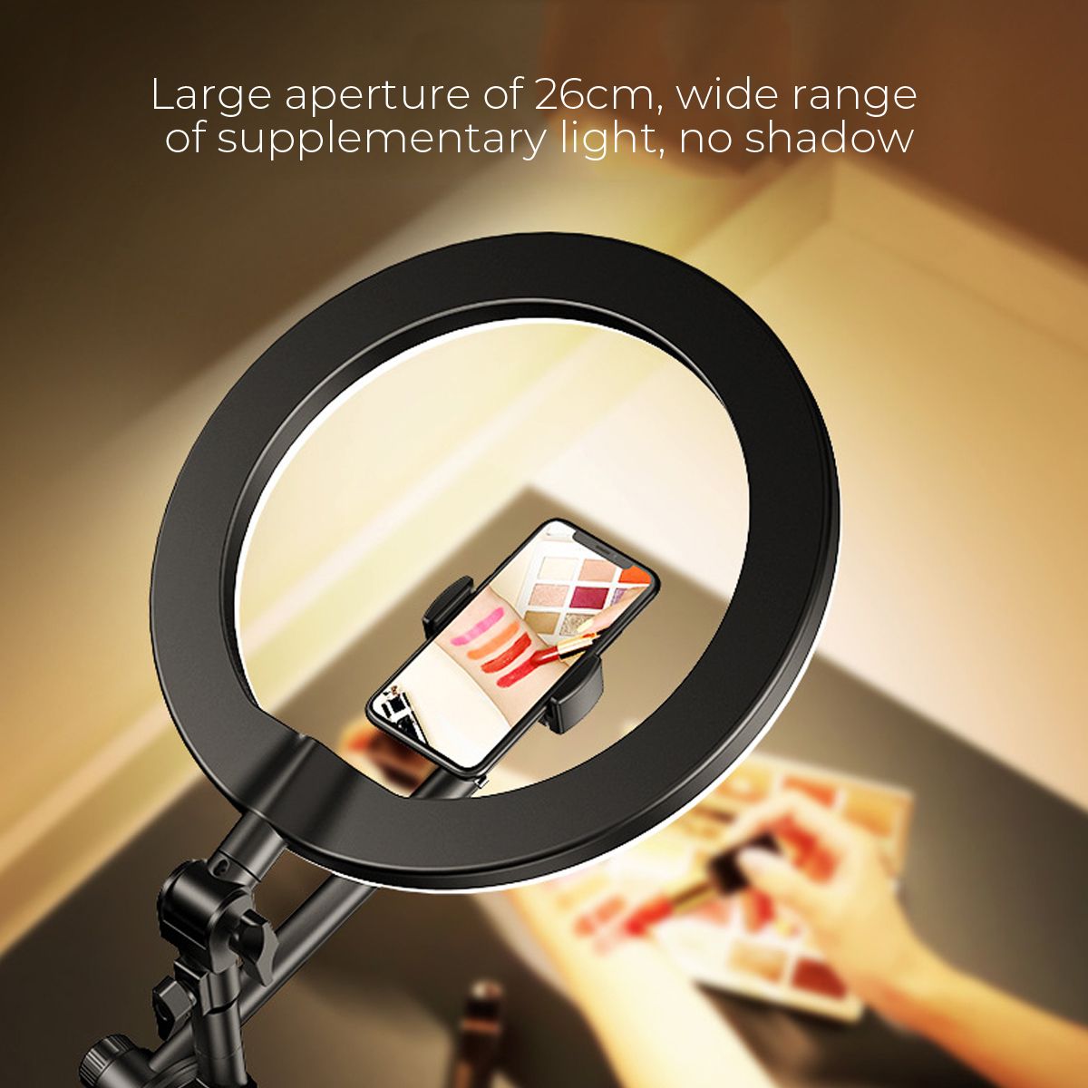 26cm-LED-Ring-Light-Camera-Fill-Light-Overhead-Desktop-Stand-Bracket-for-Mobile-Phone-Camera-Live-Br-1750458