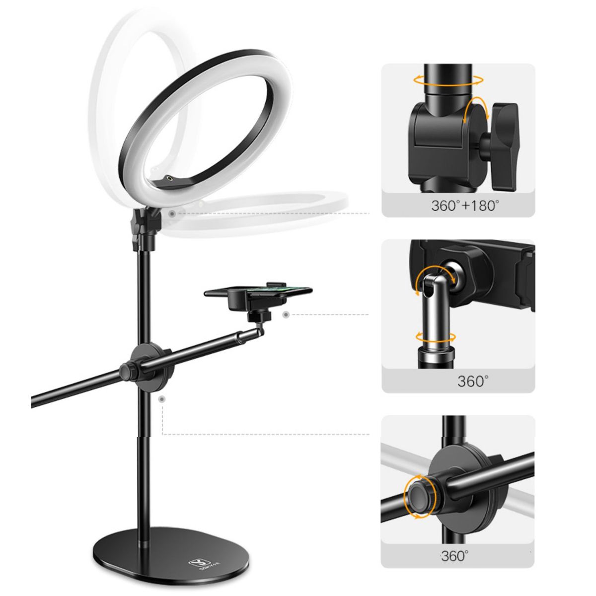 26cm-LED-Ring-Light-Camera-Fill-Light-Overhead-Desktop-Stand-Bracket-for-Mobile-Phone-Camera-Live-Br-1750458