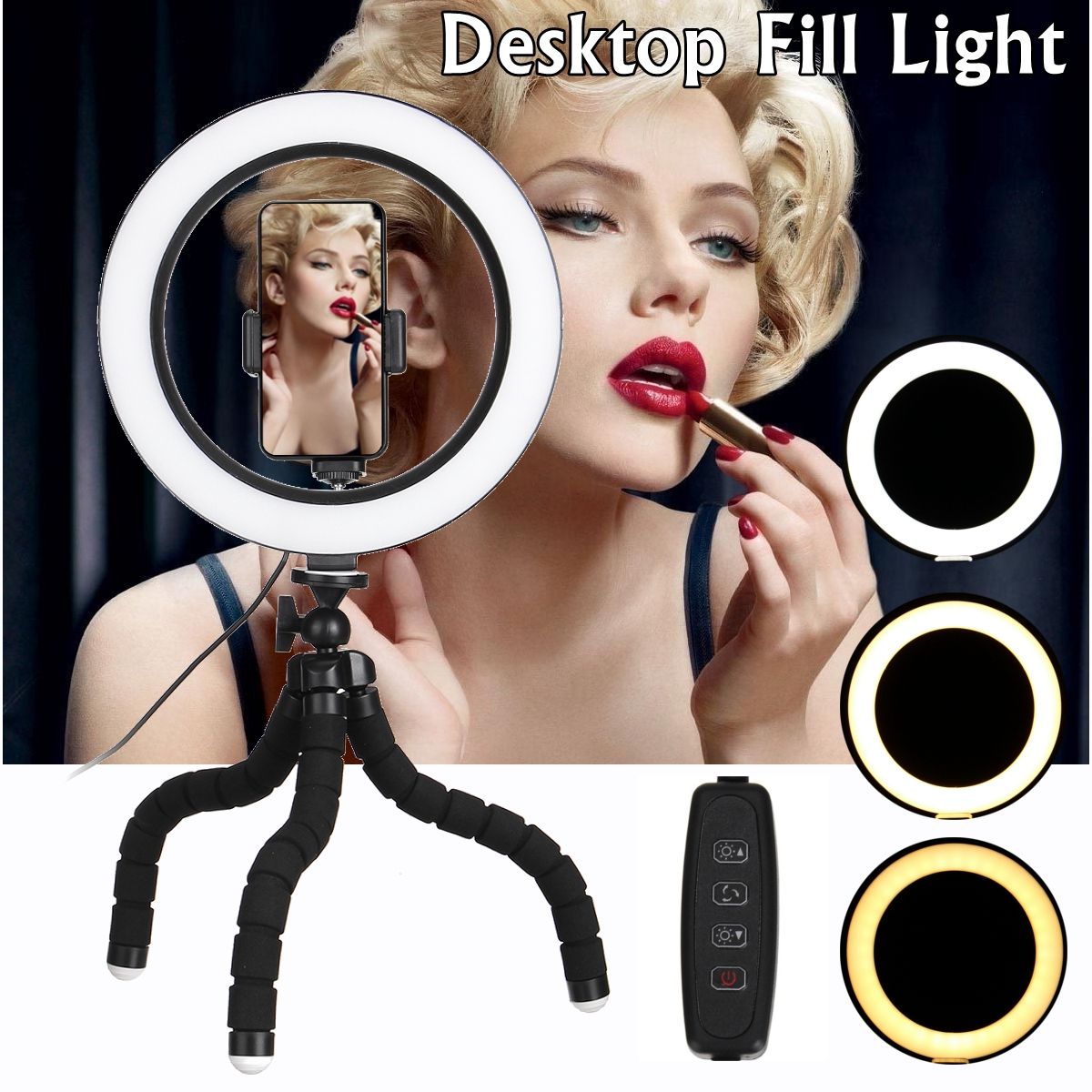 8311inch-810W-5680-Lamp-Beads-USB-Double-Bracket-Round-Tripod-Photography-Light-LED-Beauty-Fill-Ligh-1639940