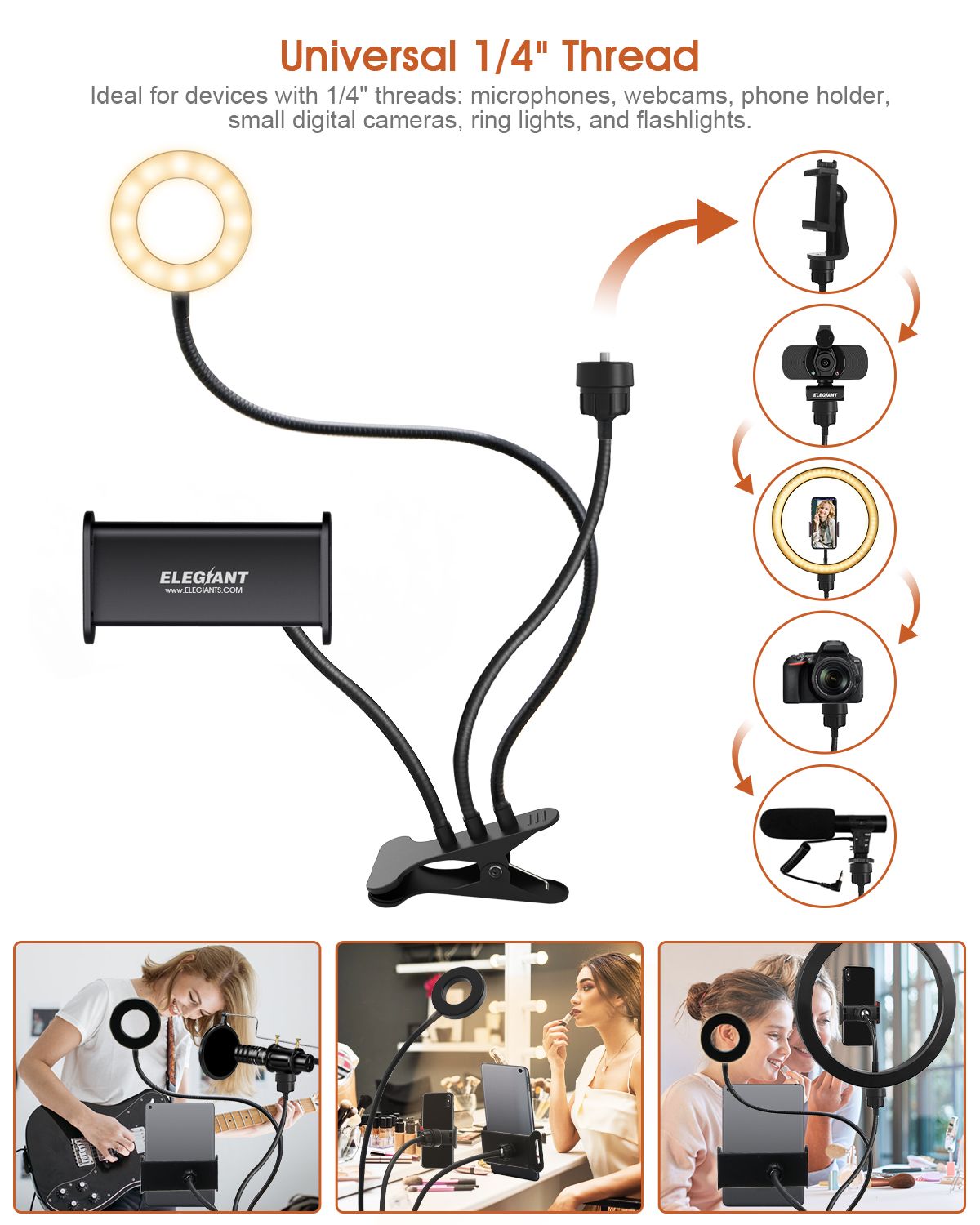 ELEGIANT-EGL-07-Clip-on-Selfie-Light-Ring-3-Lighting-Mode-with-Phone-Holder-for-Phone-Camera-YouTube-1760032