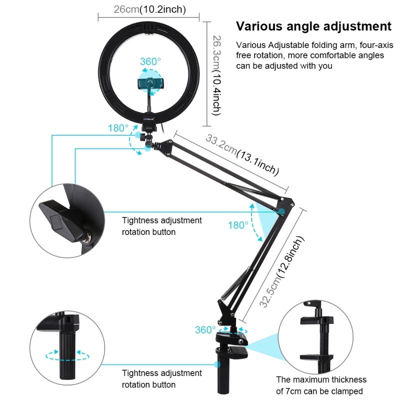 PULUZ-102-Inch-26cm-Ring-Curved-Light-Desktop-Swivel-Arm-USB-3-Modes-Dimmable-LED-Vlogging-Selfie-Li-1749524