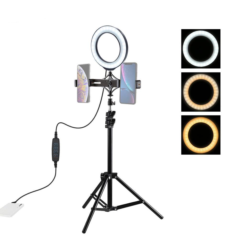 PULUZ-PKT3036-62-Inch-USB-Controller-Video-Ring-Light-with-110CM-Tripod-Light-Stand-Dual-Phone-Clip--1561750