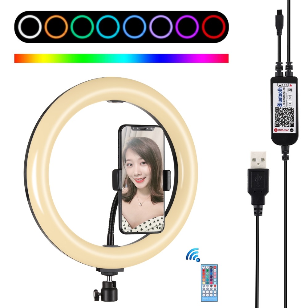 PULUZ-PKT3055B-102-Inch-RBGW-Dimmable-bluetooth-APP-Control-Remote-Control-LED-Video-Ring-Light-with-1638871