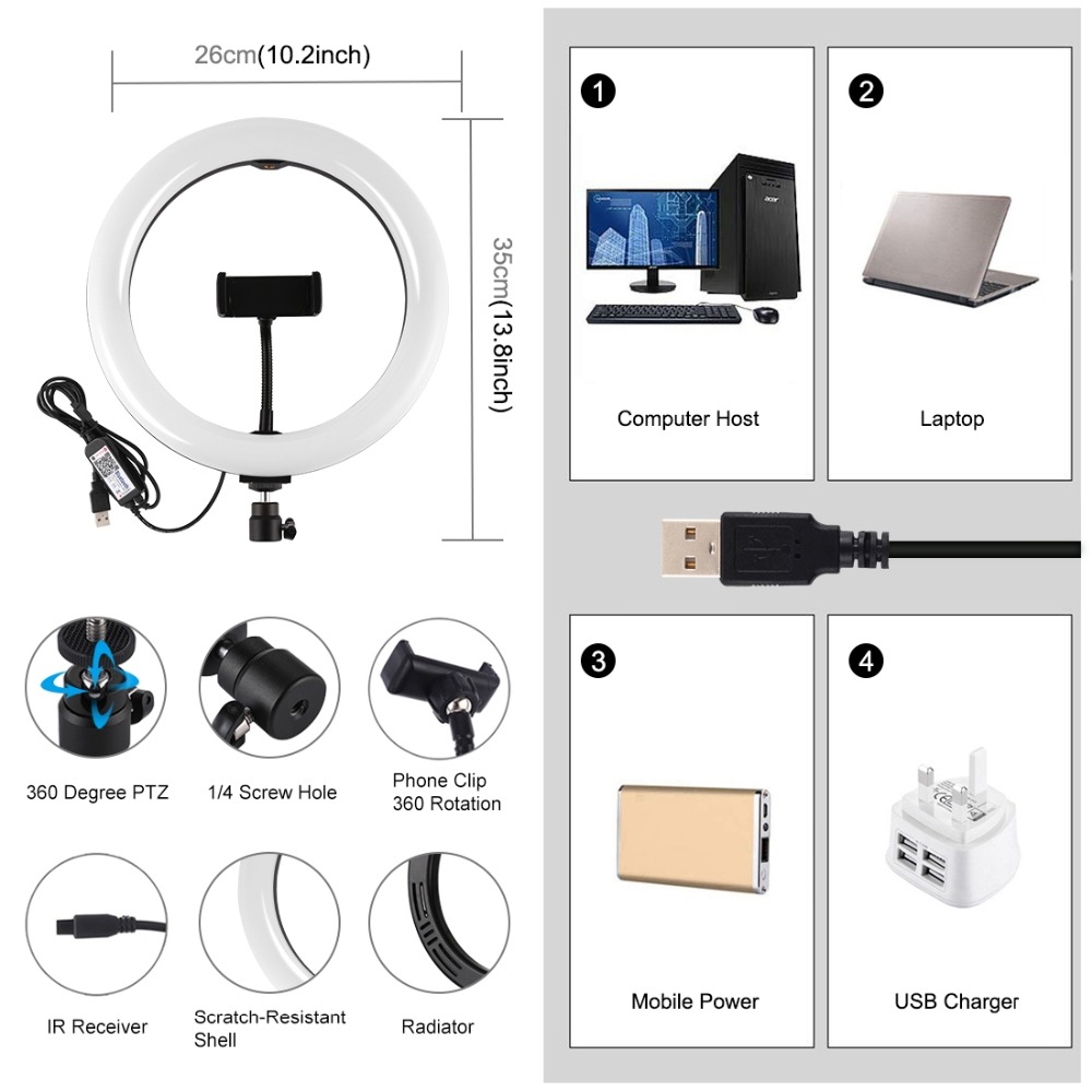 PULUZ-PKT3055B-102-Inch-RBGW-Dimmable-bluetooth-APP-Control-Remote-Control-LED-Video-Ring-Light-with-1638871