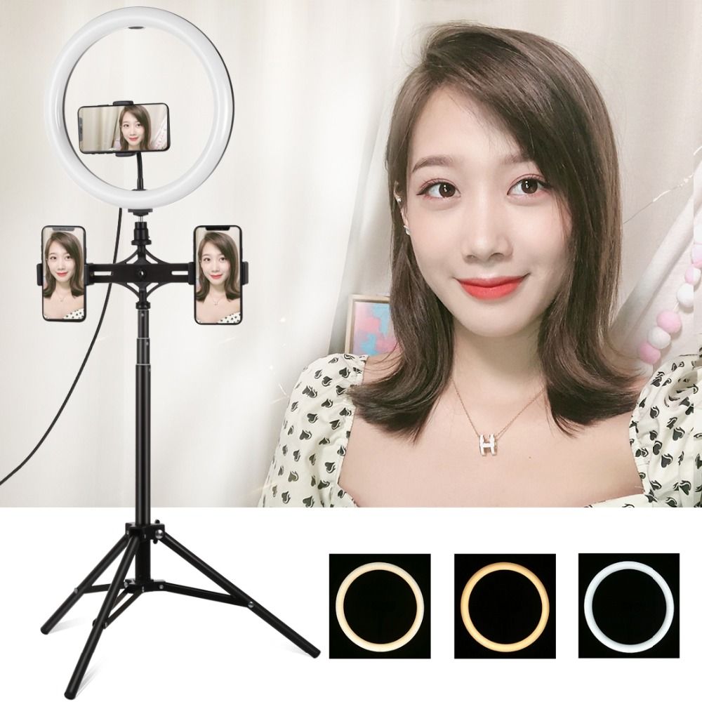 PULUZ-PKT3062B-118-Inch-Dimmable-LED-Selfie-Video-Ring-Light-with-PU457B-Tripod-for-Youtube-Tik-Tok--1645366
