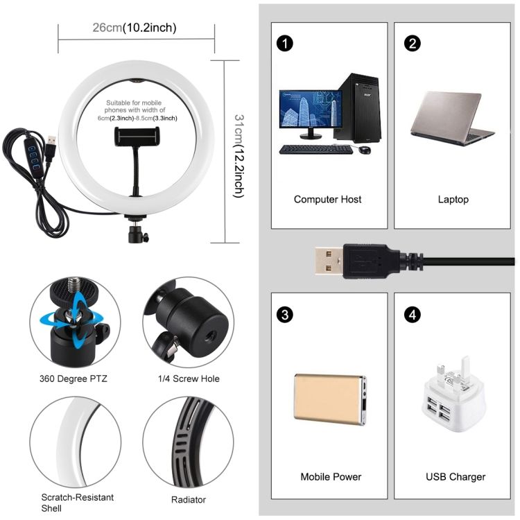 PULUZ-PKT3070B-102-inch-3-Modes-Dimmable-LED-Ring-Light-Vlogging-Lighting-for-Youtube-Tik-Tok-Live-B-1685305