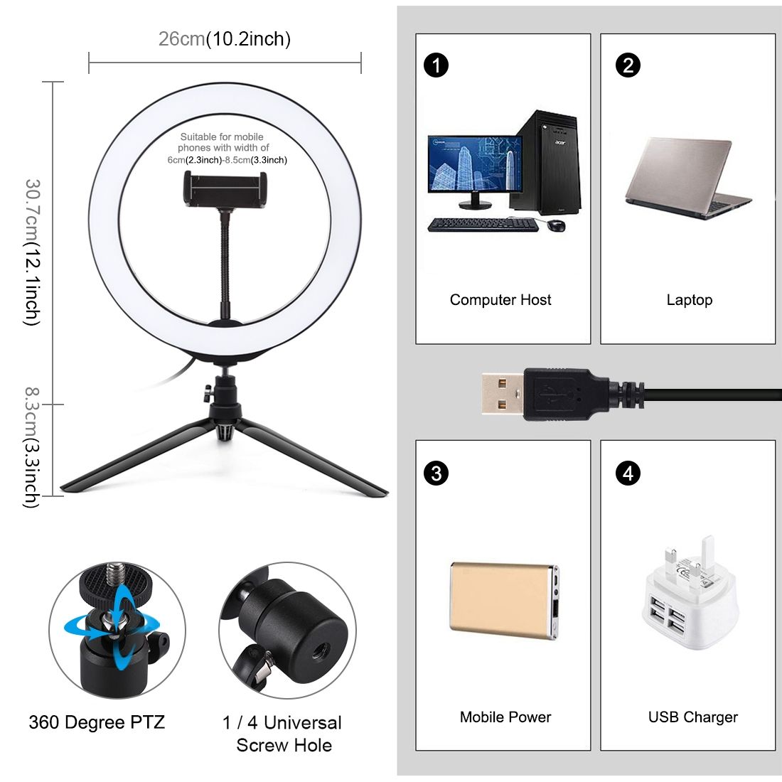 PULUZ-PKT3071B-102-Inch-3-Modes-Dimmable-USB-LED-Ring-Light-with-Desktop-Tripod-Phone-Holder-for-Pho-1694472