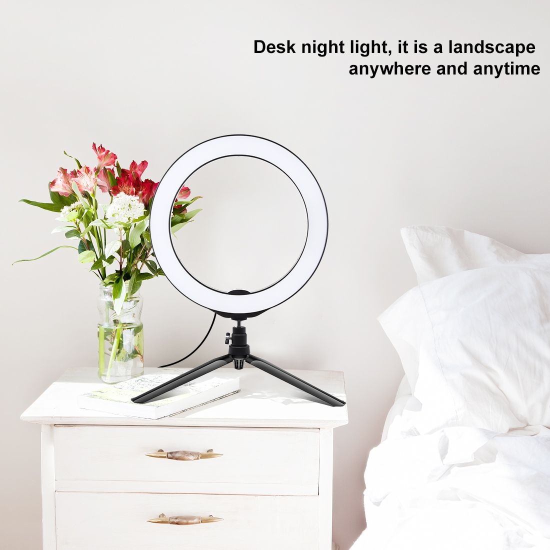 PULUZ-PKT3071B-102-Inch-3-Modes-Dimmable-USB-LED-Ring-Light-with-Desktop-Tripod-Phone-Holder-for-Pho-1694472