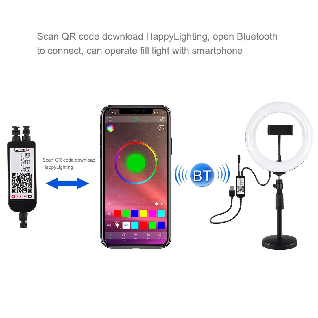 PULUZ-PKT3080B-79-Inch-bluetooth-APP-Remote-Control-Dimmable-RGBW-LED-Curved-Ring-Light-with-Desktop-1694777