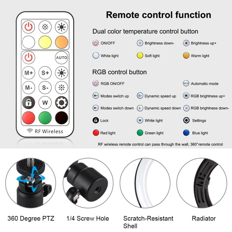 PULUZ-PKT3082B-26cm-Marquee-RGBWW-LED-Ring-Light-168-LED-Dual-color-Dimmable-Video-Lights-for-Youtub-1712263