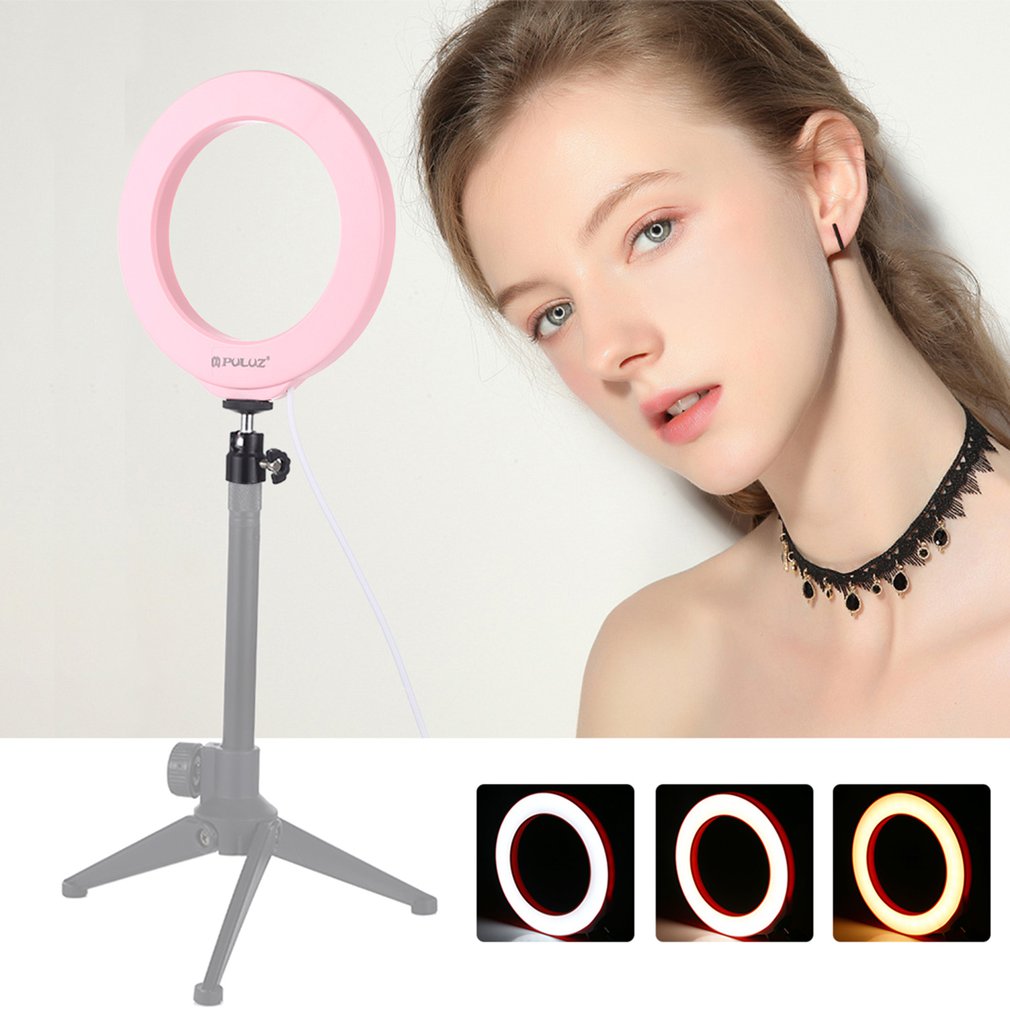 PULUZ-PU377F-USB-46-Inch-3-Modes-3200K-5500K-Dimmable-LED-Video-Ring-Light-with-Cold-Shoe-Tripod-Bal-1646220