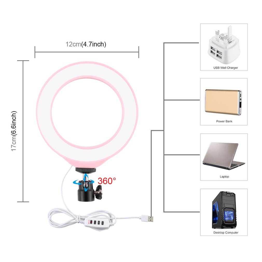 PULUZ-PU377F-USB-46-Inch-3-Modes-3200K-5500K-Dimmable-LED-Video-Ring-Light-with-Cold-Shoe-Tripod-Bal-1646220