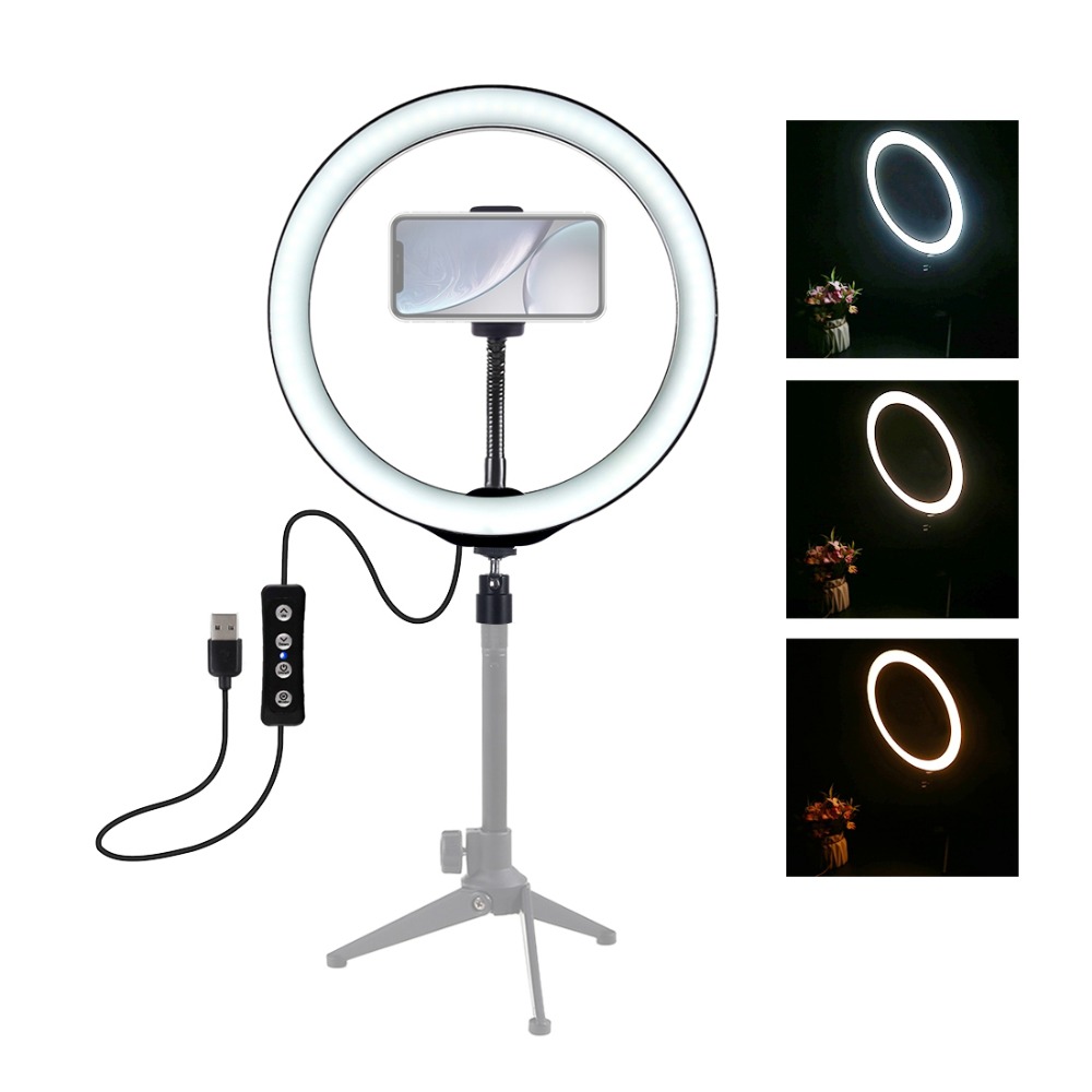 PULUZ-PU397-10-Inch-3200K-6500K-Dimmable-LED-Video-Ring-Light-with-Phone-Clip-for-Selfie-Vlog-Tik-To-1561634