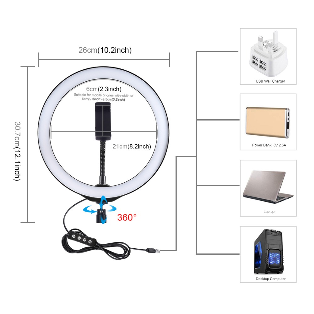 PULUZ-PU397-10-Inch-3200K-6500K-Dimmable-LED-Video-Ring-Light-with-Phone-Clip-for-Selfie-Vlog-Tik-To-1561634