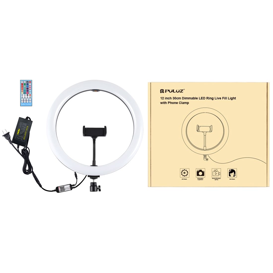 PULUZ-PU411-12-Inch-6000-6500k-Dimmable-LED-RGB-Video-Ring-Light-with-Remote-Control-for-Selfie-Vlog-1561623