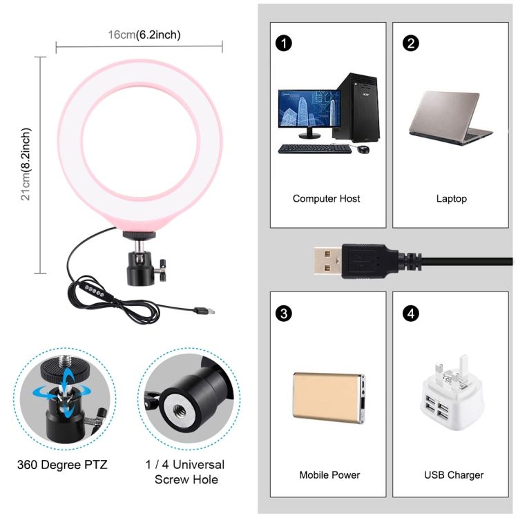 PULUZ-PU432F-62-inch-16cm-RGBW-Dimmable-LED-Ring-Light-10-Modes-8-Colors-USB-for-Youtube-Live-Broadc-1683474