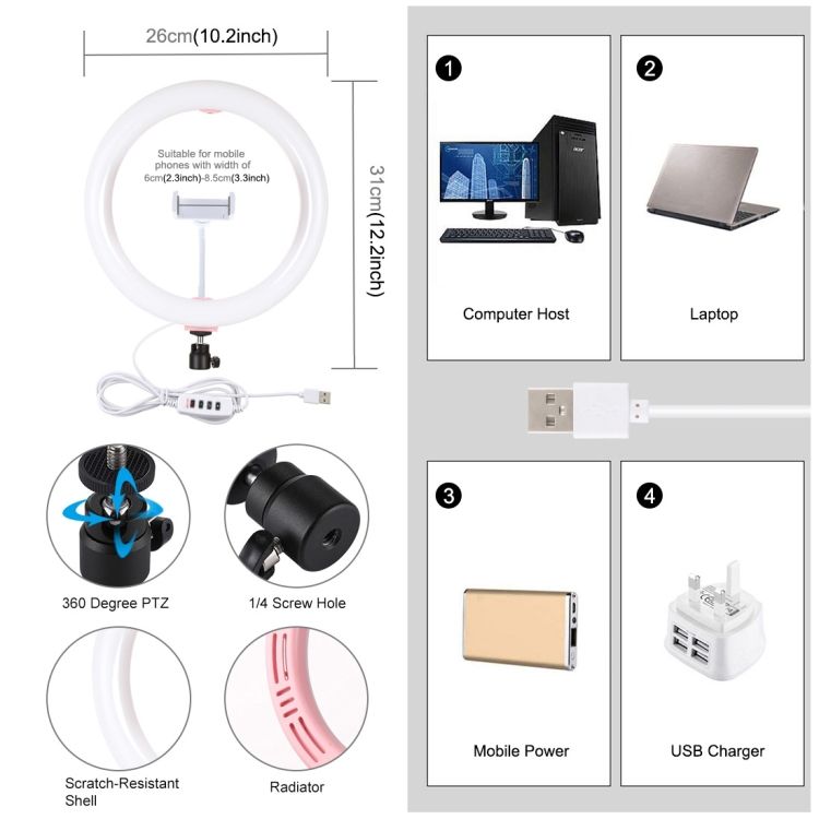 PULUZ-PU456F-102-inch-26cm-3200-5600K-Dimmable-LED-Ring-Light-3-Modes-Lamp-for-Youtube-Tik-Tok-Live--1685060