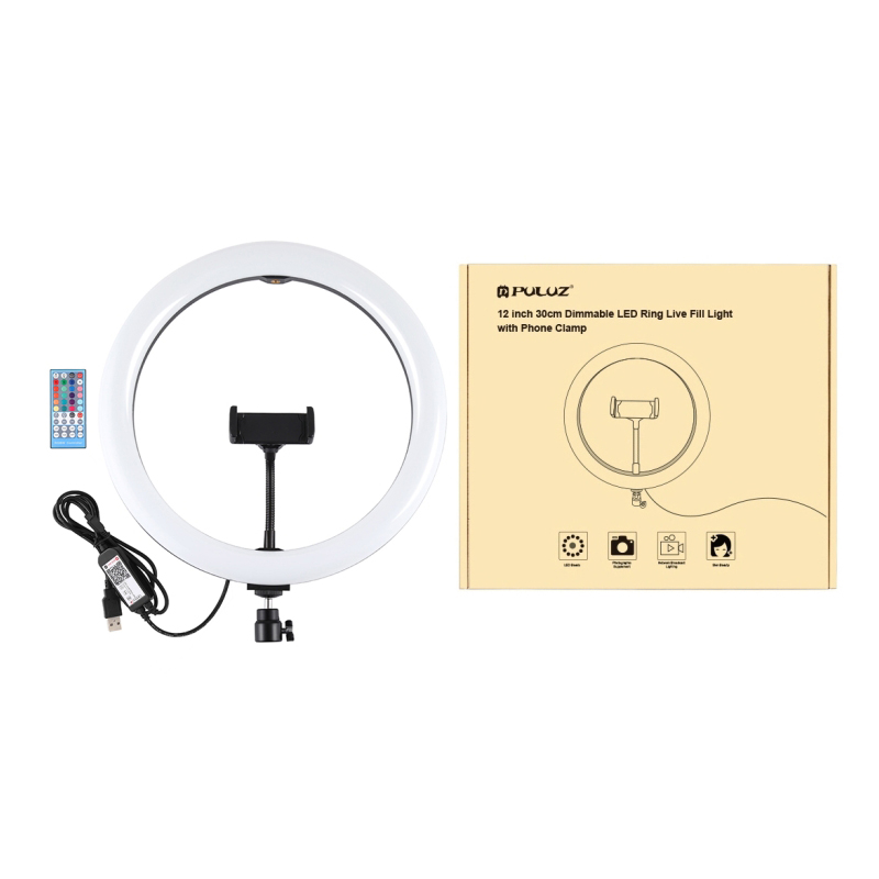 PULUZ-PU458B-118-inch-30cm-RGBW-Dimmable-LED-Ring-Light-for-Video-Live-Broadcast-Selfie-Photography--1683775