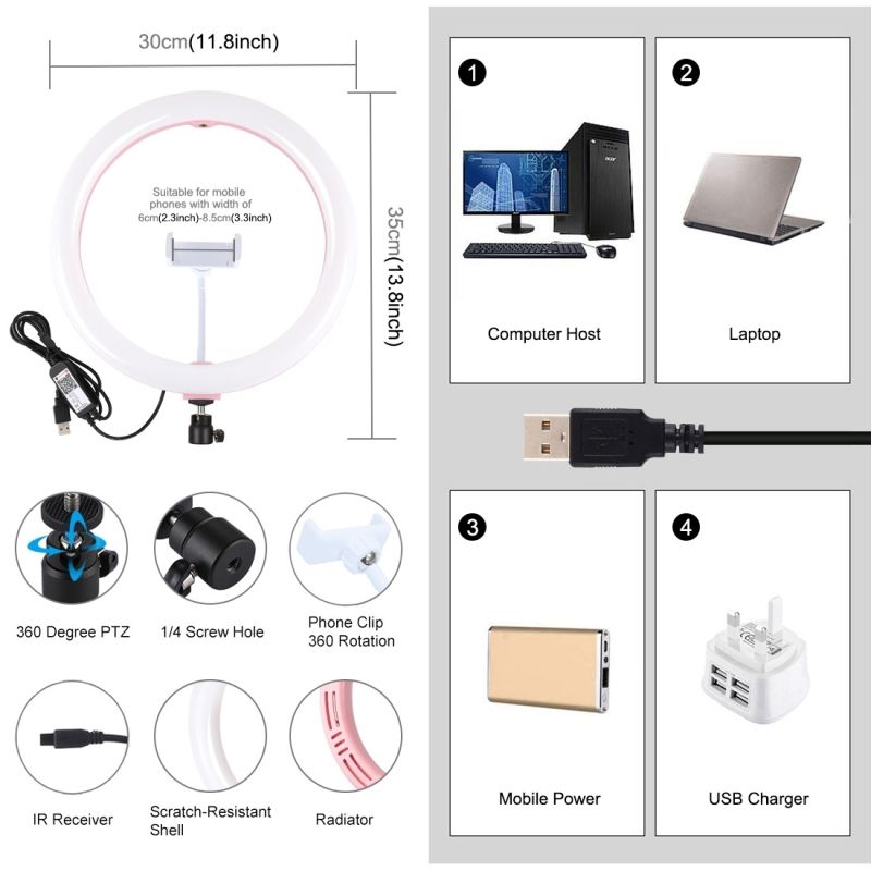 PULUZ-PU458B-PU458F-118-Inch-Dimmable-bluetooth-APP-Control-Remote-Control-LED-Video-Ring-Light-for--1644226