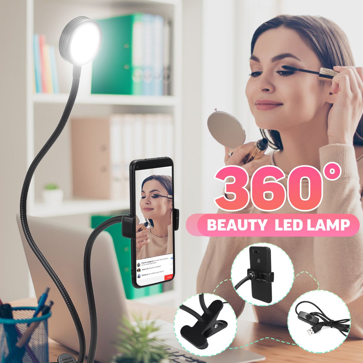 Selfie-Clip-Led-Ring-Light-with-Mobile-Phone-Holder-for-Live-Stream-Photo-Studio-LED-Mackup-Beauty-F-1702437