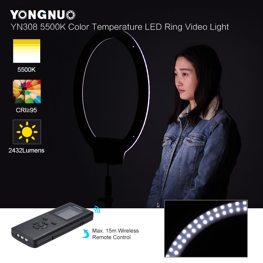 YONGNUO-YN308-Wireless-Remote-LED-Ring-Light-Video-Light-5500K-Color-Temperature-for-Photography-1241523