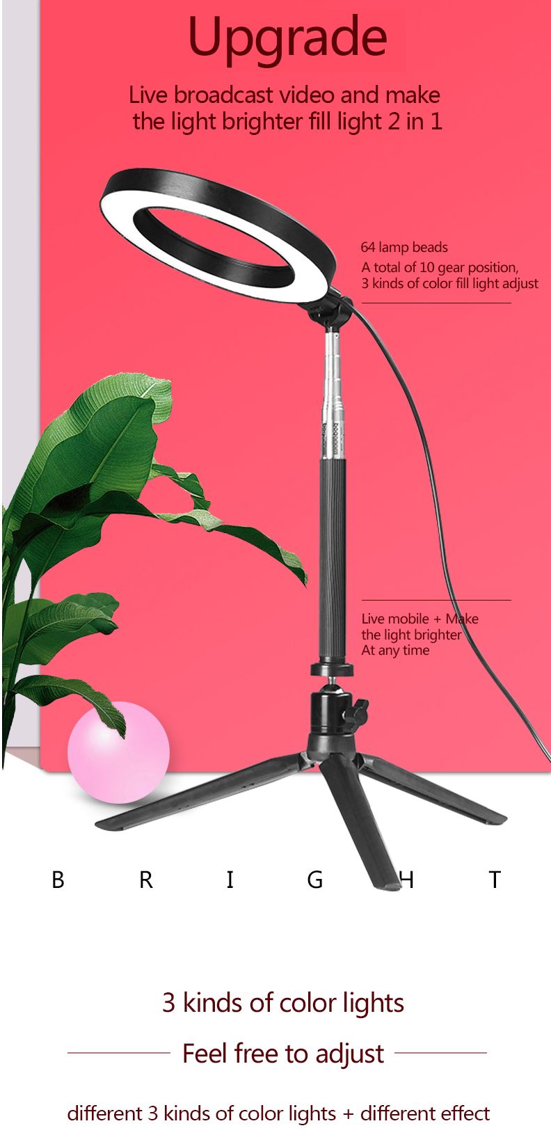 Yingnuost-16cm-3500-5500k-Video-Ring-Light-with-Extendable-Selfie-Stick-Stand-Tripod-Phone-Clip-for--1566683