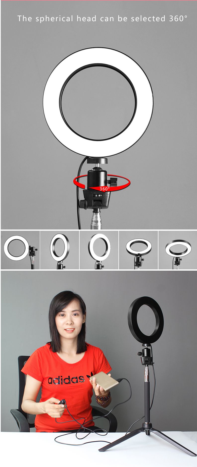 Yingnuost-26CM-3500-5500k-Video-Ring-Light-with-100cm-Extendable-Selfie-Stick-Stand-Tripod-Phone-Cli-1567915
