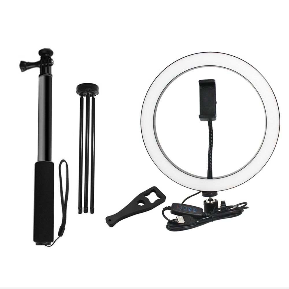 Yingnuost-Selfie-Stick-5500K-Dimmable-Video-Light-26cm-LED-Ring-Lamp-with-Phone-Holder-bluetooth-Shu-1590123