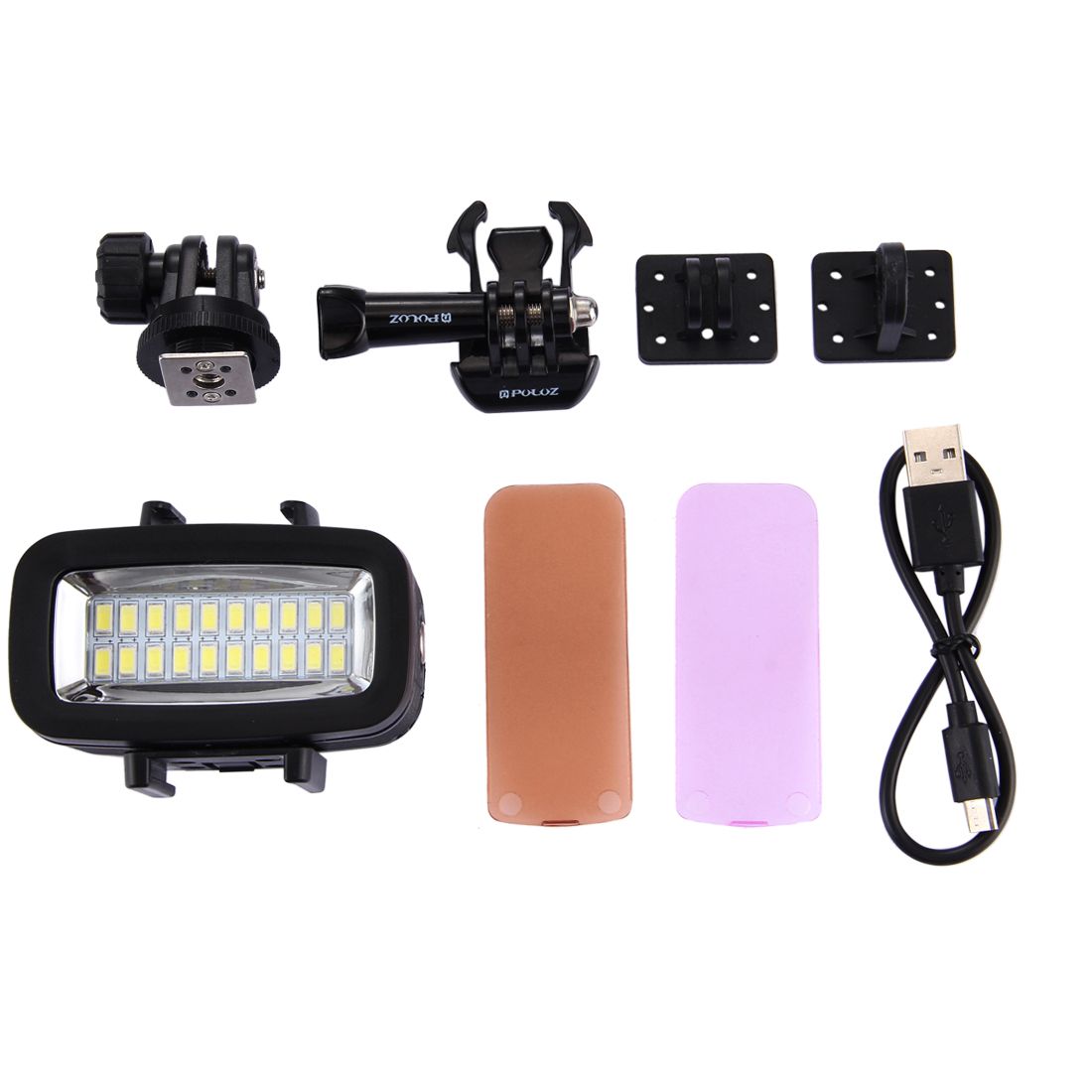 PULUZ-PU222-20-LEDs-30m-Waterproof-IPx8-Studio-Light-Video-Light-with-Hot-Shoe-Base-Adapter-1253815