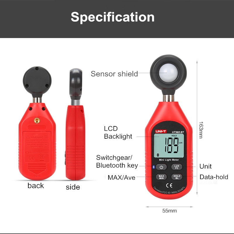 UNI-T-UT383BT-bluetooth-Digital-Luxmeter-Illuminometer-Mini-Light-Meter-Environmental-Testing-Equipm-1236780