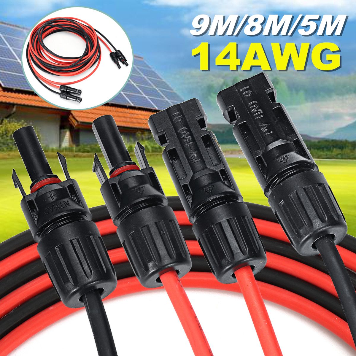 1-Pair-Black--Red-14-AWG-Solar-Panel-Extension-Cable-Wire-MC4-Connector-985m-1536425