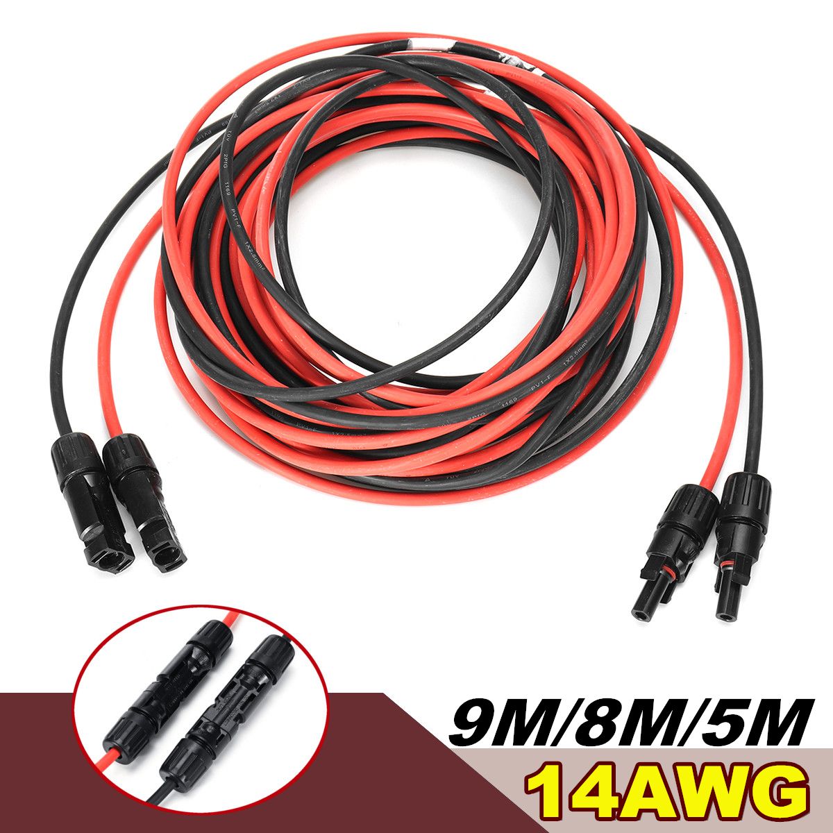 1-Pair-Black--Red-14-AWG-Solar-Panel-Extension-Cable-Wire-MC4-Connector-985m-1536425