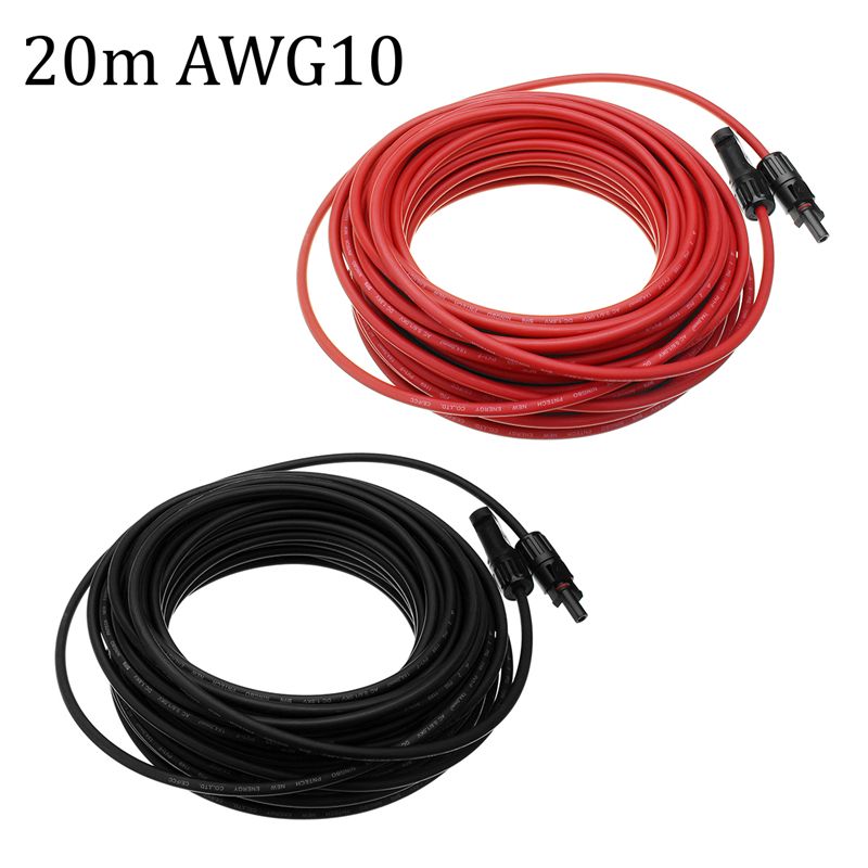 10-AWG-20-Meter-Solar-Panel-Extension-Cable-Wire-BlackRed-with-MC4-Connectors-1338667