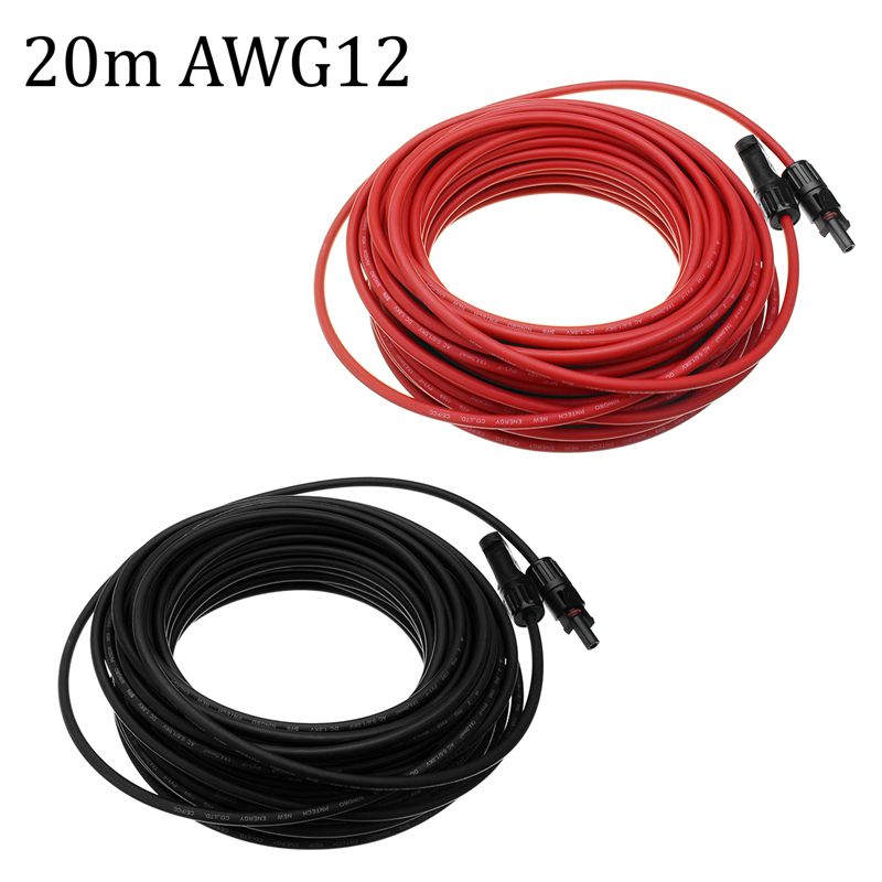 12-AWG-20-Meter-Solar-Panel-Extension-Cable-Wire-BlackRed-with-MC4-Connectors-1338749