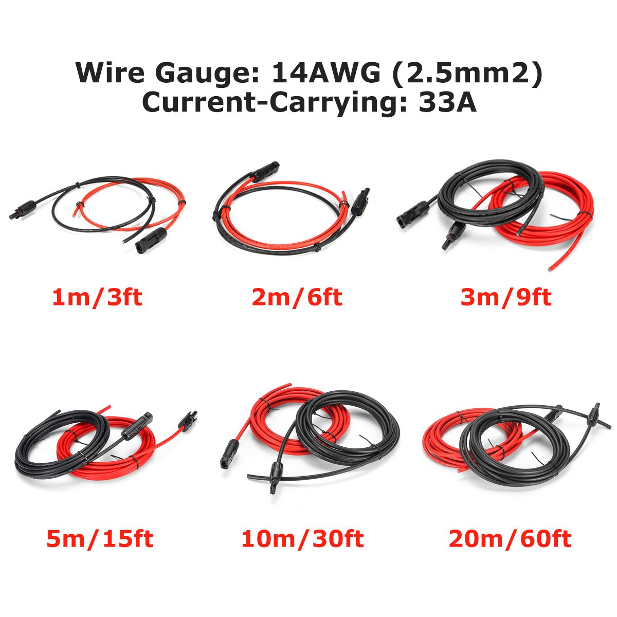 33A--1235M-25mmsup2-14AWG-Eternal-53mm-Solar-Panel-Extension-Cable-Wire-MC4-Connector-Copper-Wire-So-1479415