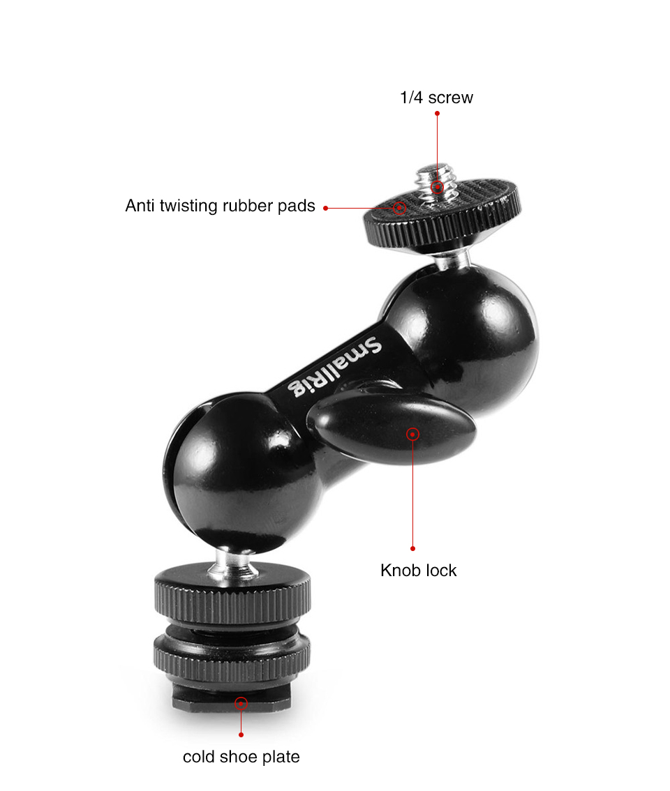 SmallRig-1135-Magic-Arms-Cool-Ball-Head-V1-Multifunction-Double-Ball-Head-with-Shoe-Mount--14-inch-S-1741314