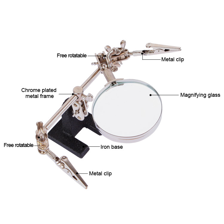 BEST-BST-168Z-Magnifying-Glass-With-Clips-Magnifier-Welding-Rework-Repair-Hand-Tools-1363180