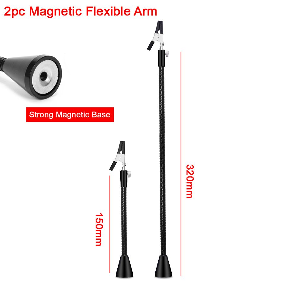 NEWACALOX-2Pcs-320mm-150-mm-Magnetic-Flexible-Arm-with-360-Degree-Alligator-Clip-PCB-Board-Clip-Weld-1741423