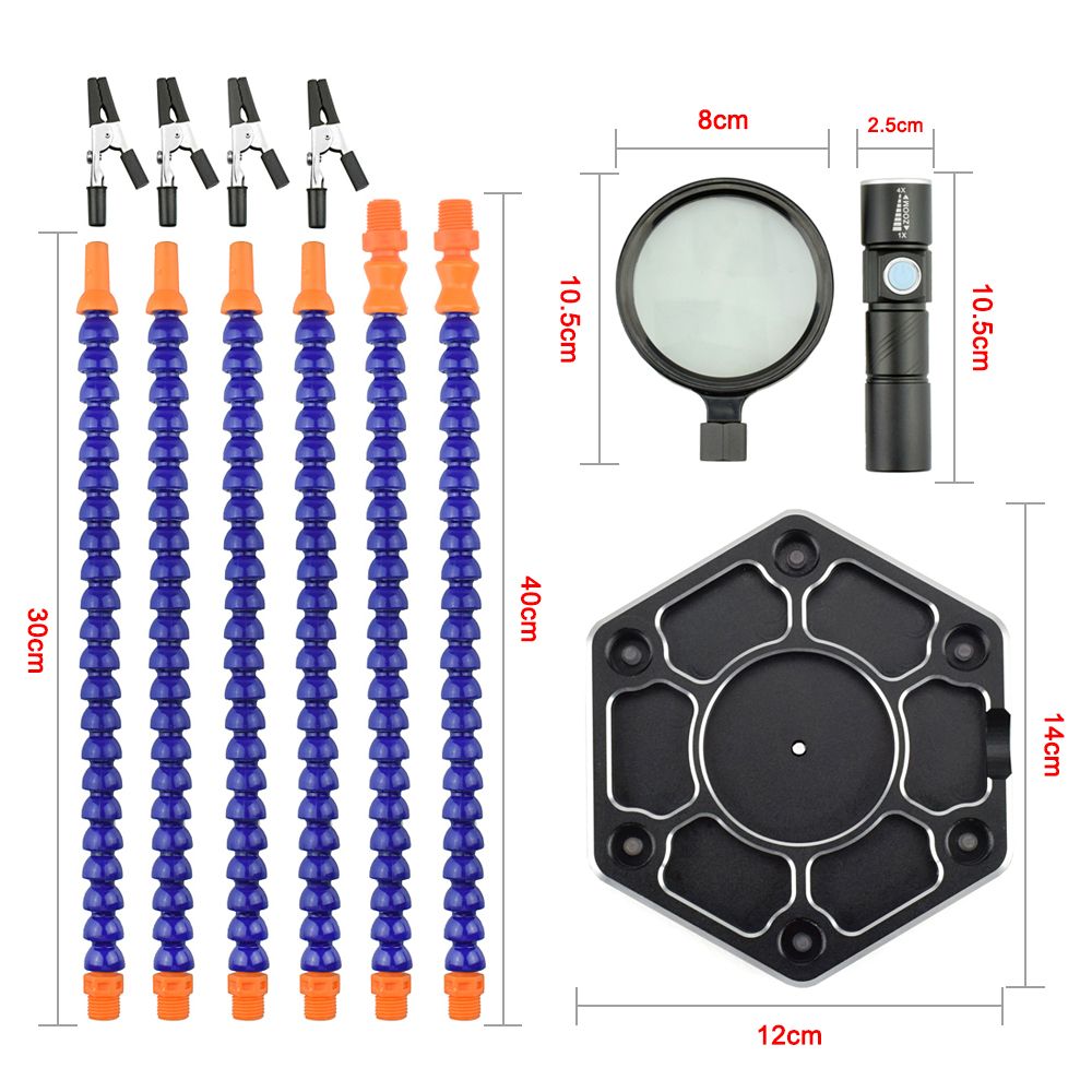 NEWACALOX-6-Flexible-Arms-Soldering-Vise-Helping-Hands-Third-Hand-PCB-Repair-Fixture-with-Magnifying-1315073