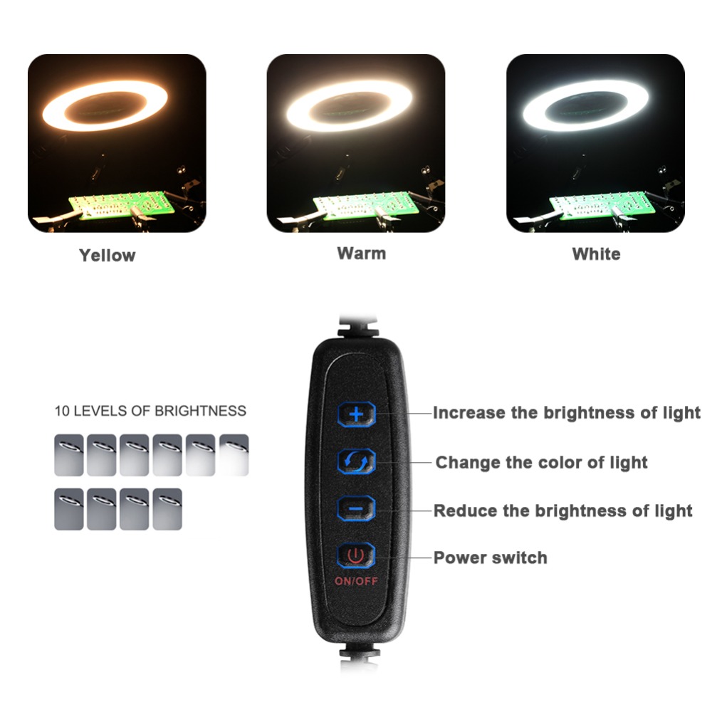 NEWACALOX-Desk-Clip-PCB-Soldering-Holder-3X-Magnifier-3-Colors-Illuminated-Lamp-Welding-Helping-Hand-1694158