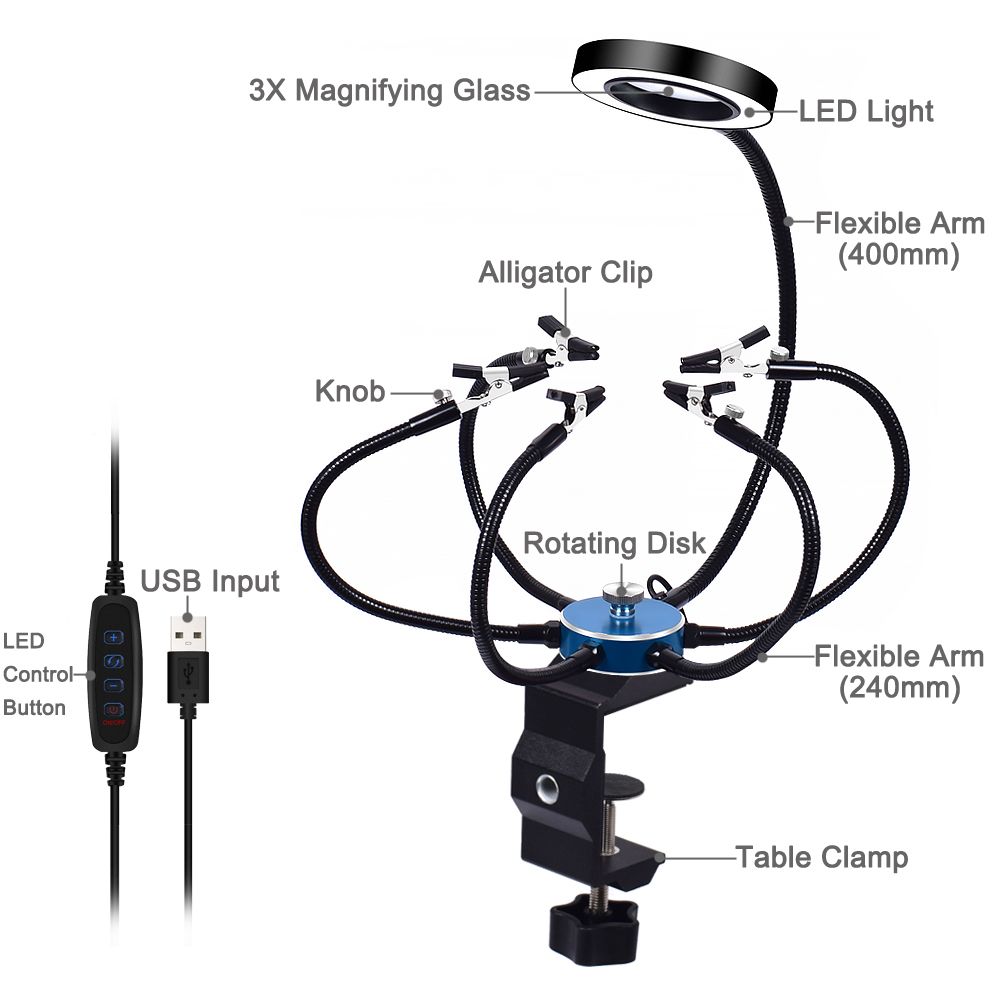 NEWACALOX-Soldering-Helping-Hands-3X-USB-Glasses-Magnifier-Soldering-Station-Third-Hand-Tool-Rotary--1613854