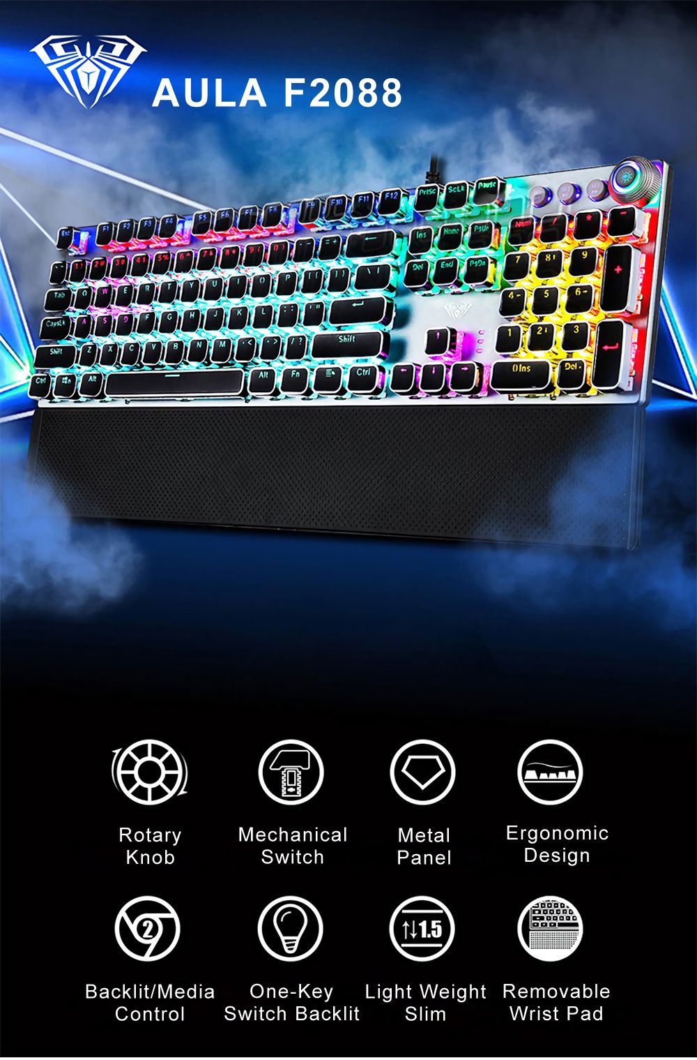 AULA-F2088-Punk-Keycap-BlueBrown-Switch-Mechanical-Gaming-Keyboard-with-BacklitVolume-Knob-1378007