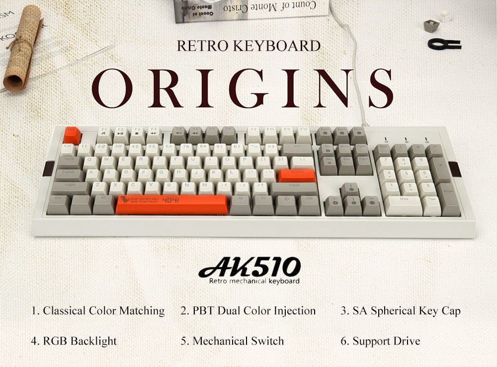 Ajazz-AK510-104-Keys-Mechanical-Keyboard-Wired-Retro-PBT-Ball-Keycaps-Brown-Black-Switch-Grey-Classi-1414185