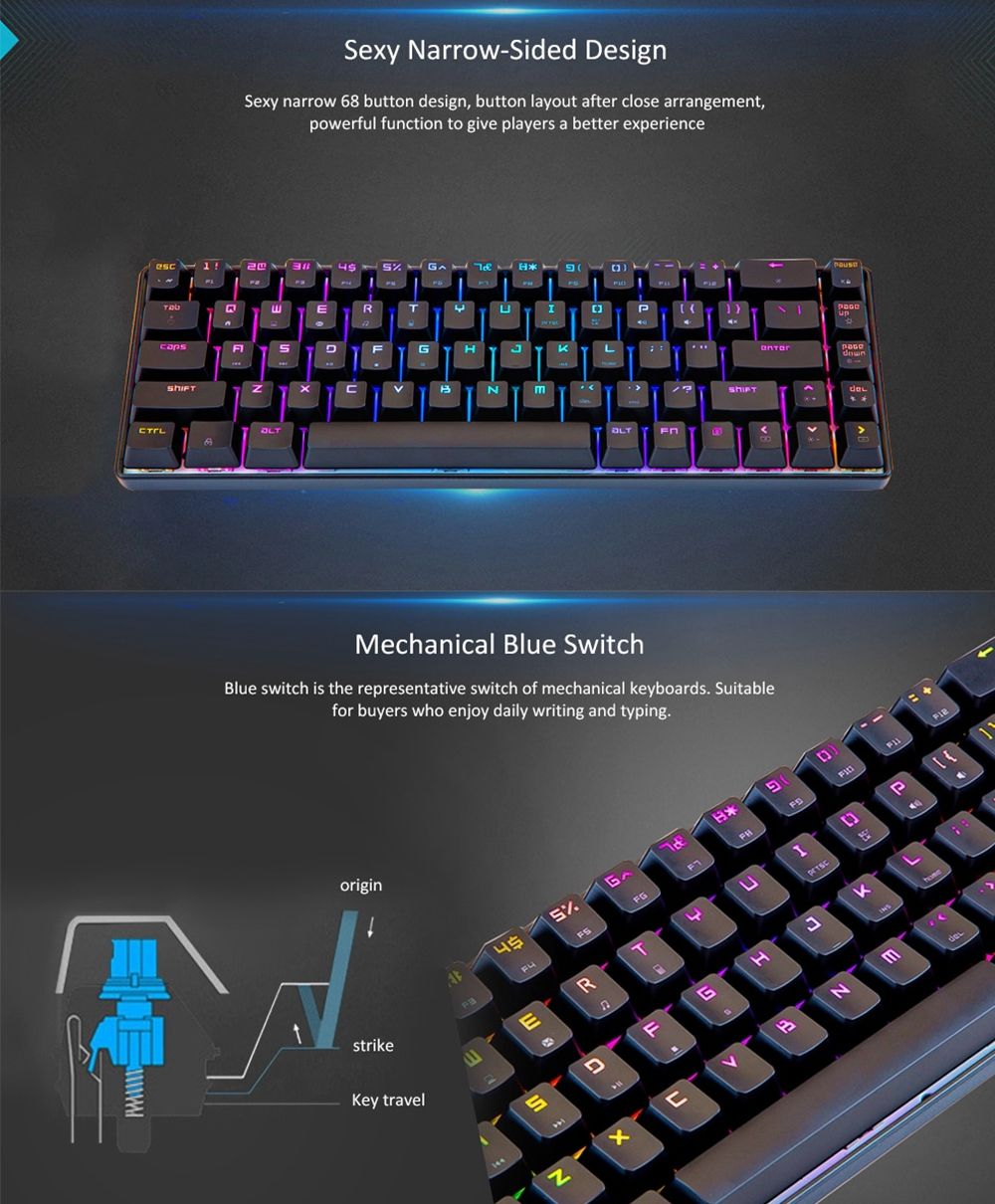 MAGIC-REFINER-MK14-68-Keys-Mechanical-Keyboard-NKRO-USB-20-Wired-Blue-Switch-RGB-Backlit-Gaming-Keyb-1576277
