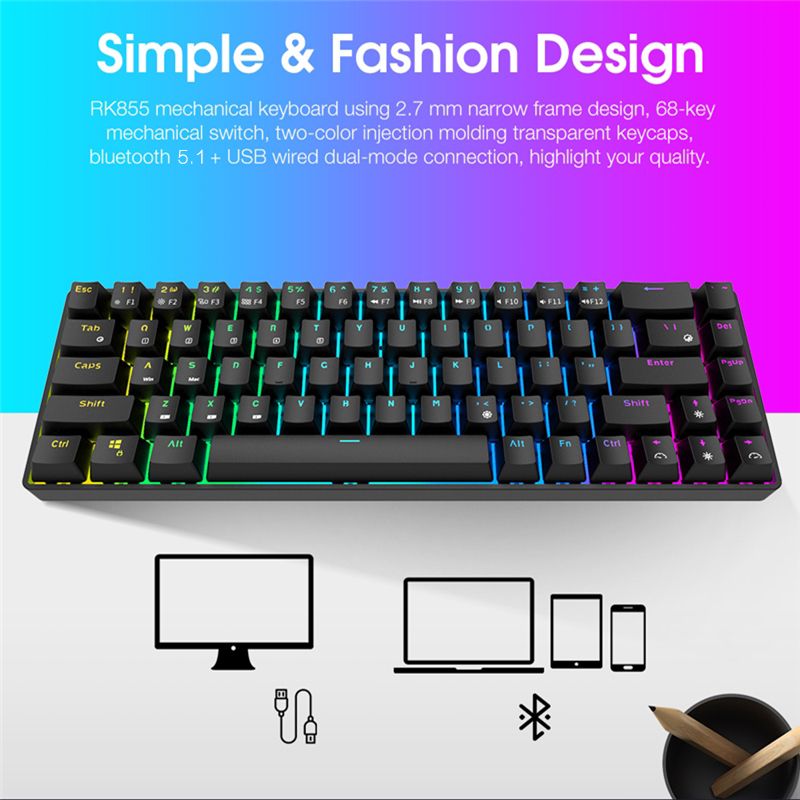 Royal-Kludge-RK855-68-Keys-Mechanical-Gaming-Keyboard-Dual-Mode-Wireless-bluetooth-51-Type-C-Wired-R-1725052