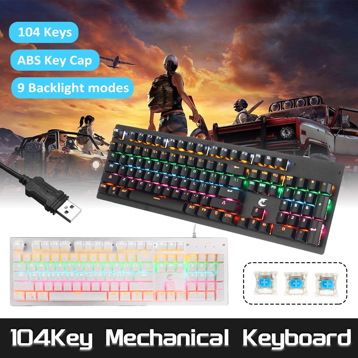 Wired-104-Keys-Mechanical-Keyboard-Aluminum-Alloy-Panel-ABS-Square-Keycap-Outemu-Blue-Switch-Gaming--1741363