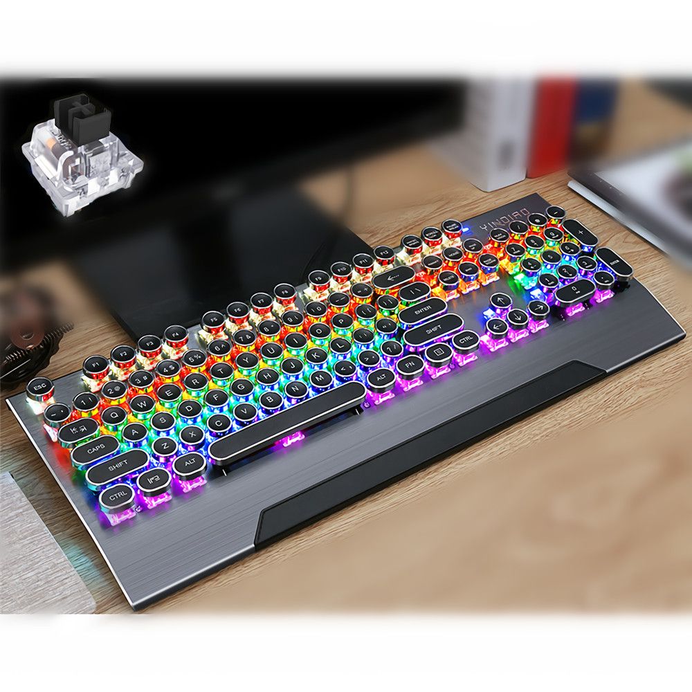 YINDIAO-Wired-Mechanical-Keyboard-104-Keys-Punk-Plating-Panel-Replaceable-Switch-Square--Round-Keys--1710350